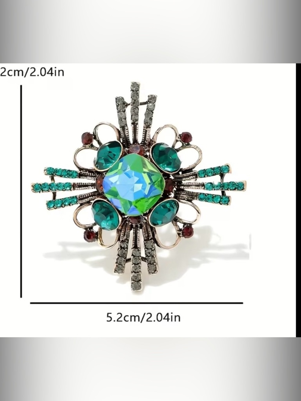 Vintage-Inspired Green Crystal Statement Brooch